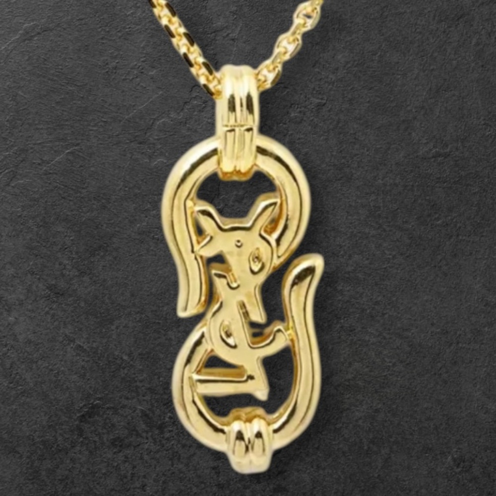Yves Saint Laurent YSL Gold Pendant Necklace - Picture 1 of 1